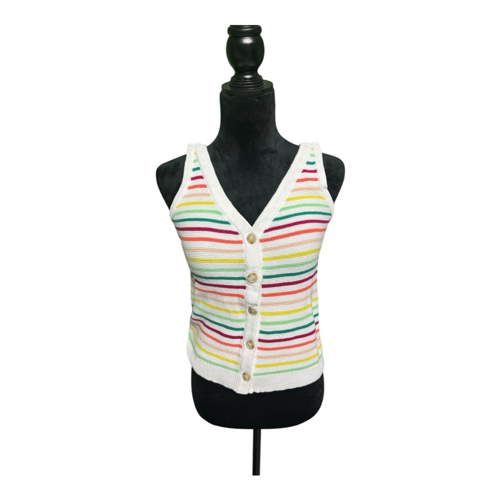 LOFT Green and Yellow Fitted Sleeveless Tank Top - Picture 2 of 9